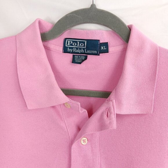 POLO By RALPH LAUREN Short Sleeve Pink Cotton Polo Shirt Men's Size XL - Picture 3 of 4